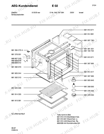 Взрыв-схема плиты (духовки) Aeg 5120B-W IL - Схема узла Section1